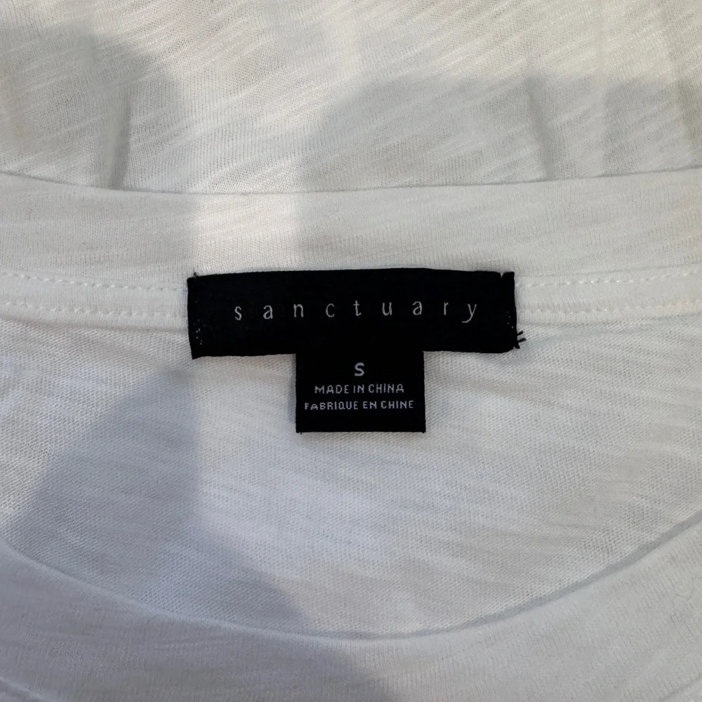 Sanctuary Front Wrap White Basic Short Sleeve Top (S)